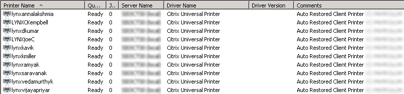 Lynx Auto Restored Printers