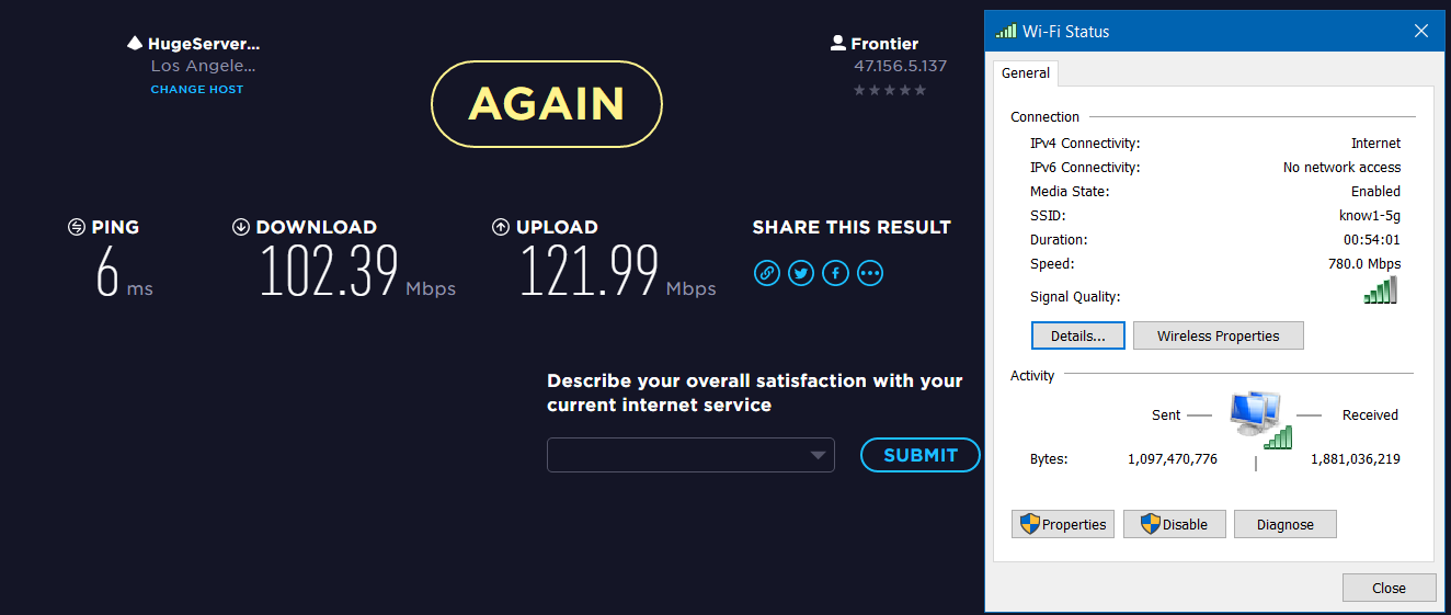Speedtest.net results