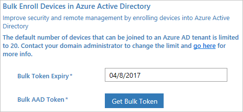 Enter expiration and get bulk token