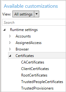 Expand Certificates category
