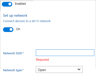 Enter network SSID and type